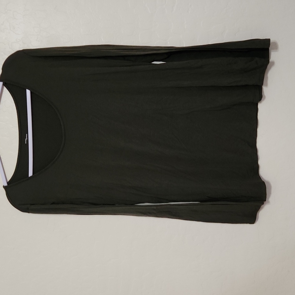 Dark Olive Green Long Sleeve Top